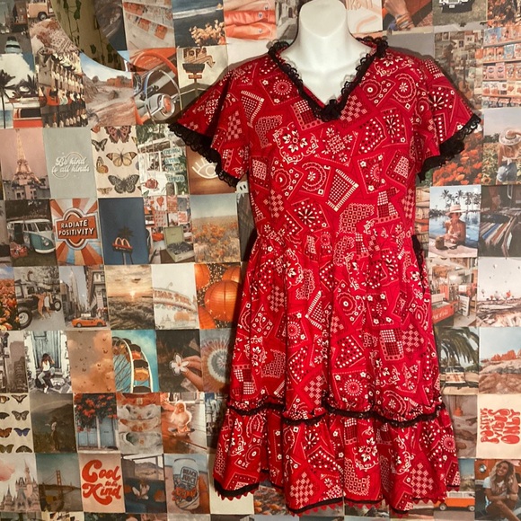 open lace back dress TINA BURGUNDY BANDANA PRINT SHORT DRESS